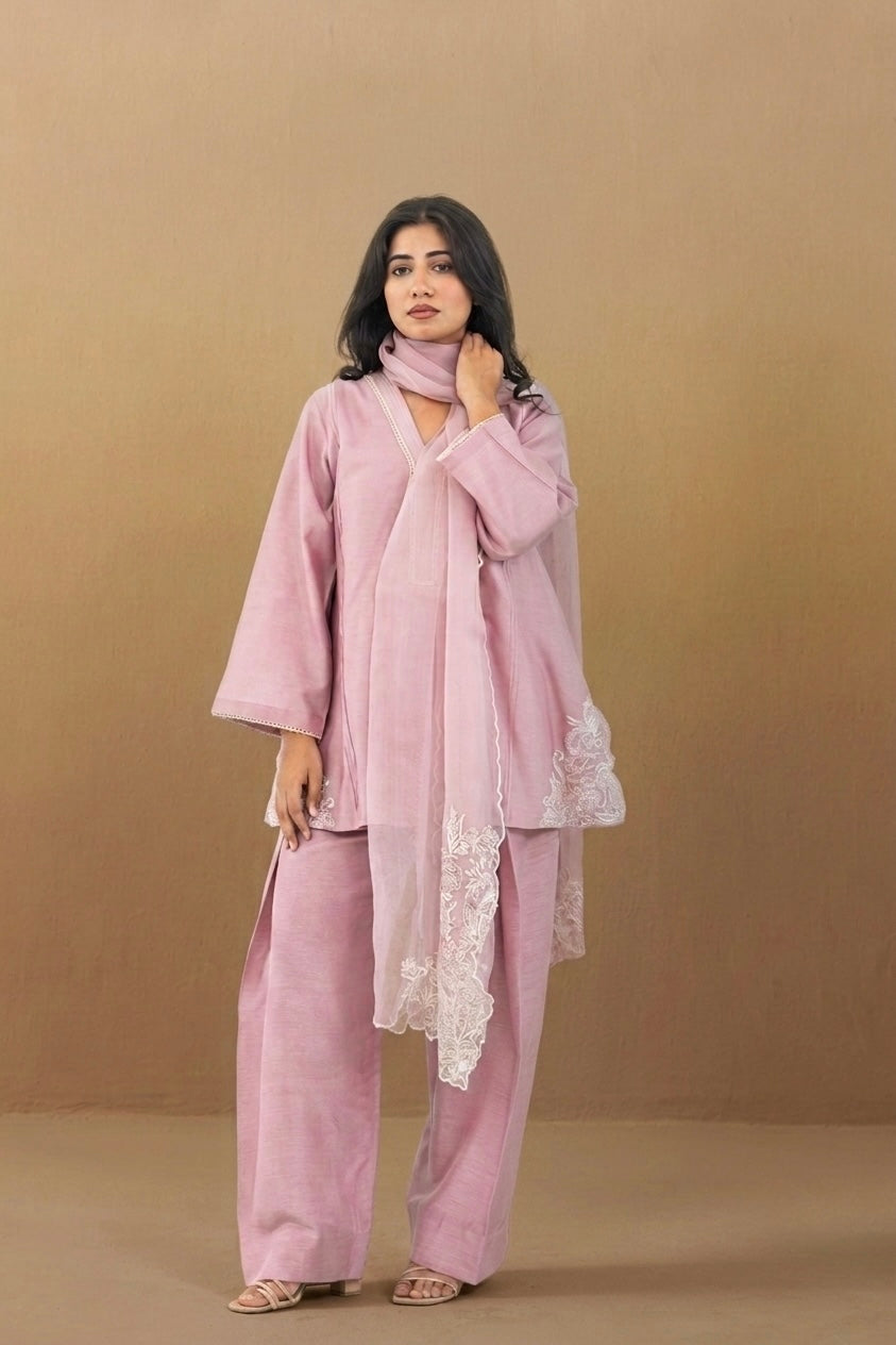 Lilac Dupatta Set with Farzi Salwar
