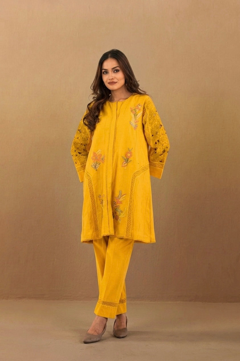 Mustard Cutwork Set