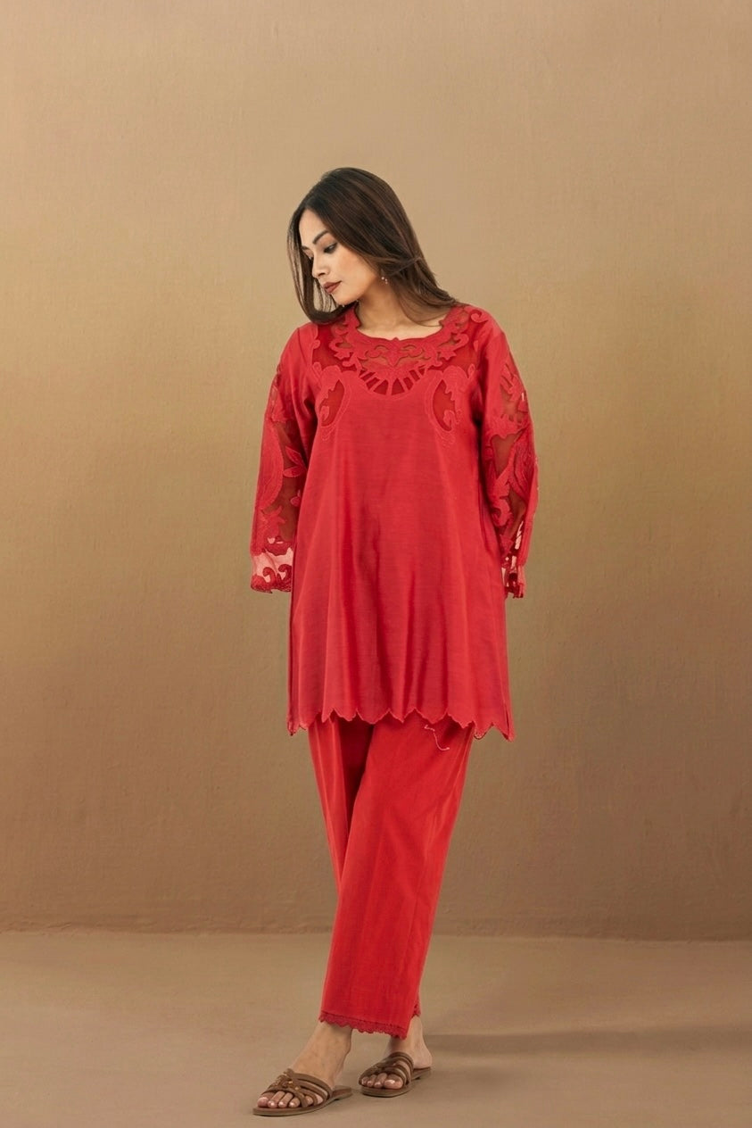 Red Organza Patchwork Set