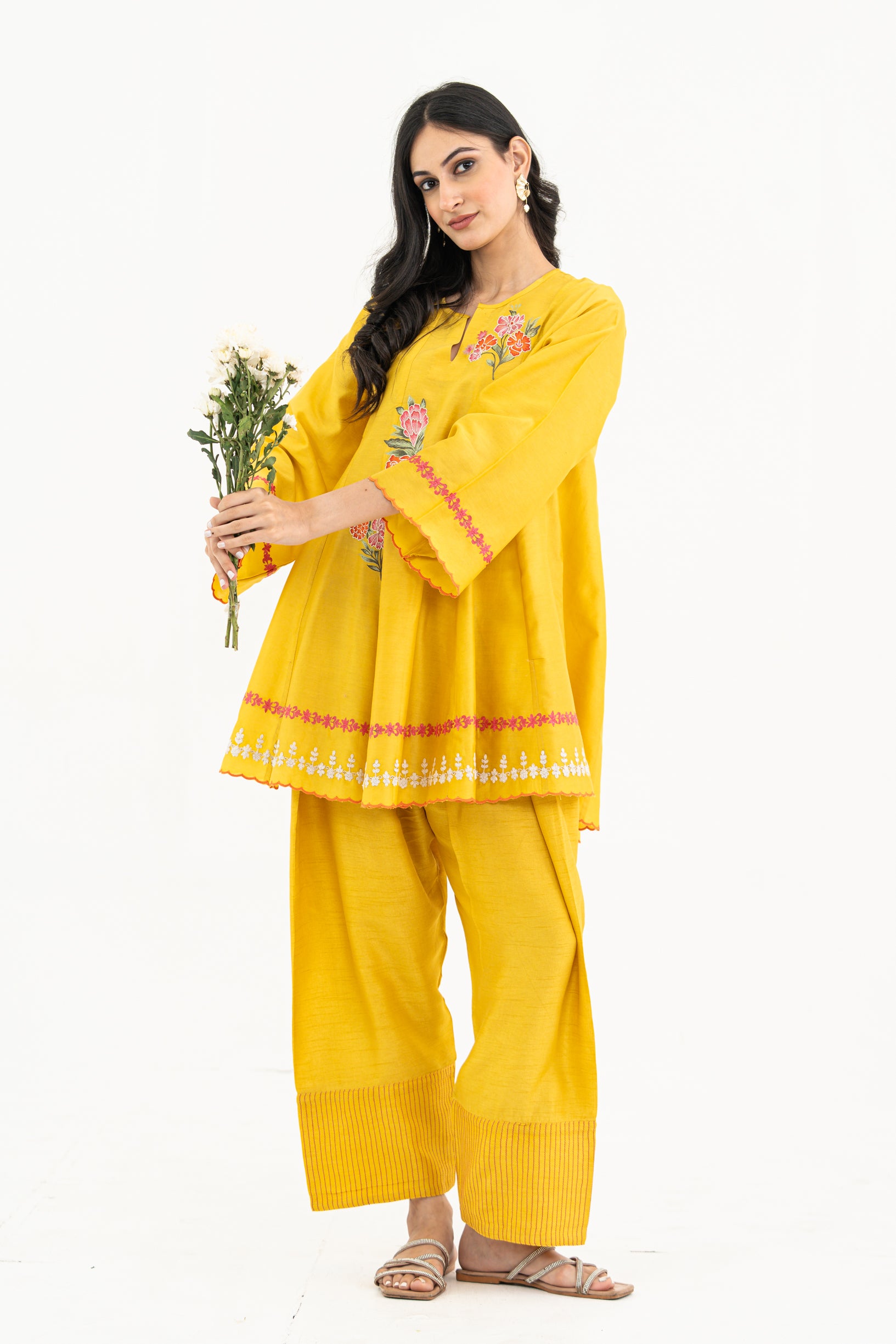 Yellow Kalidaar Kurta Set
