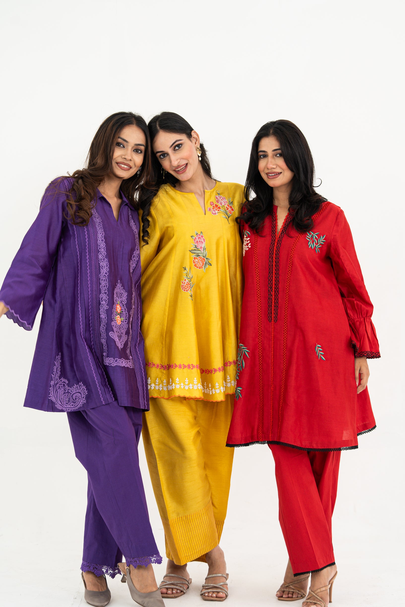 Dark Purple Chanderi Set with Lace
