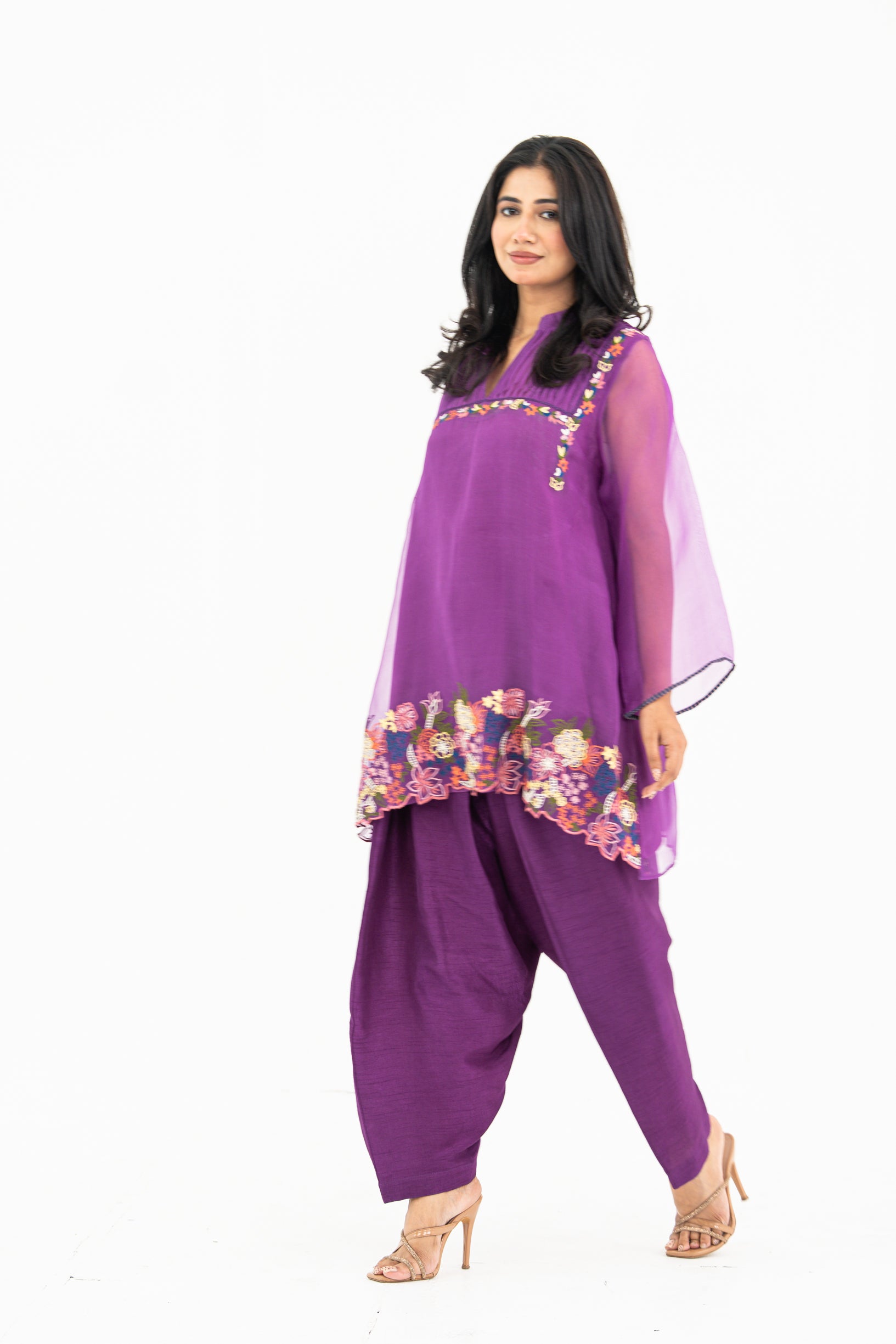 Violet Embroidered Organza Set