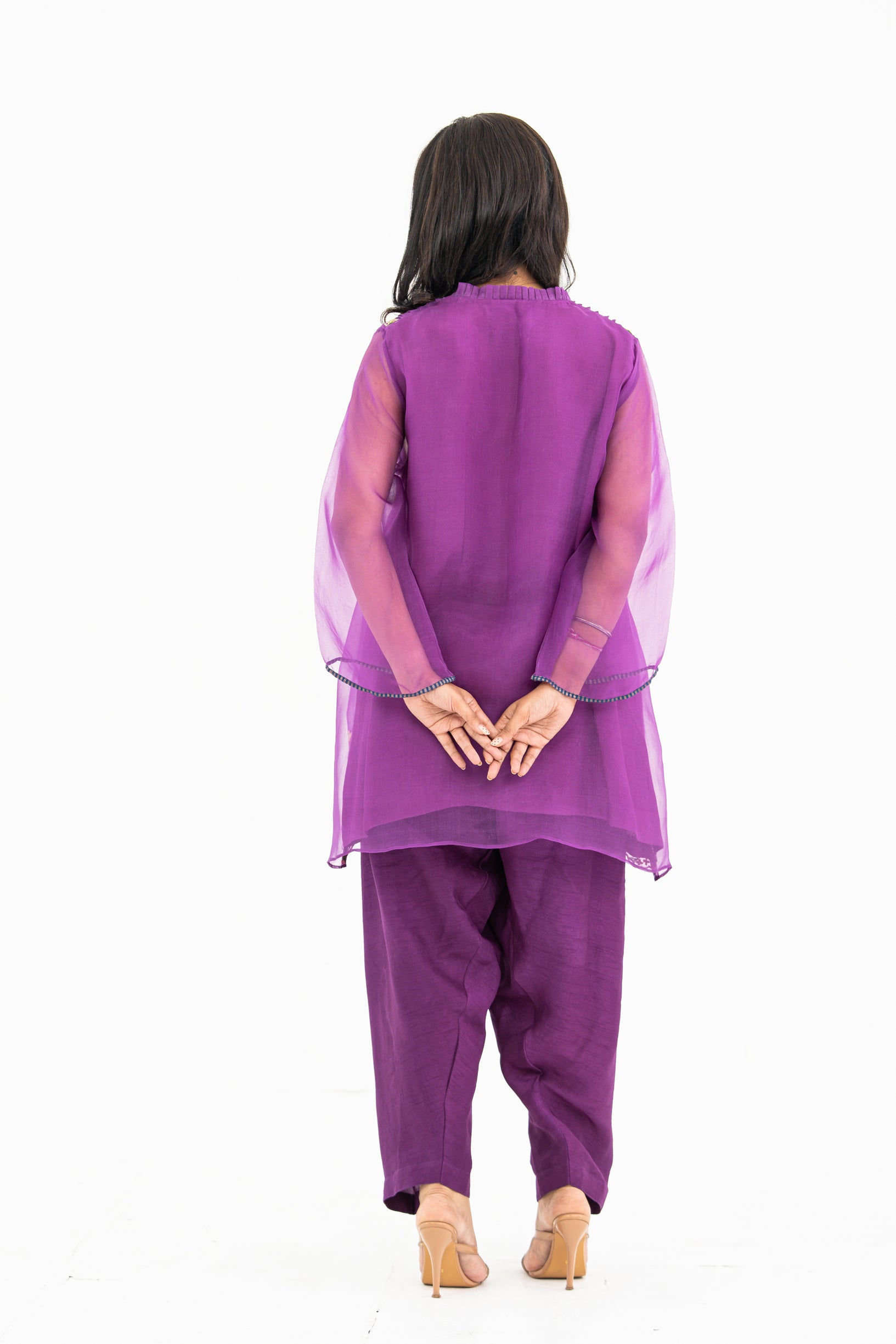 Violet Embroidered Organza Set