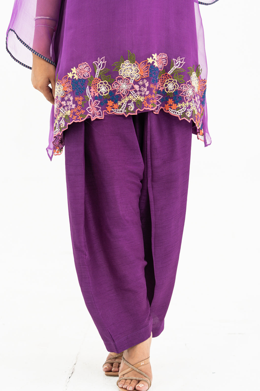 Violet Embroidered Organza Set