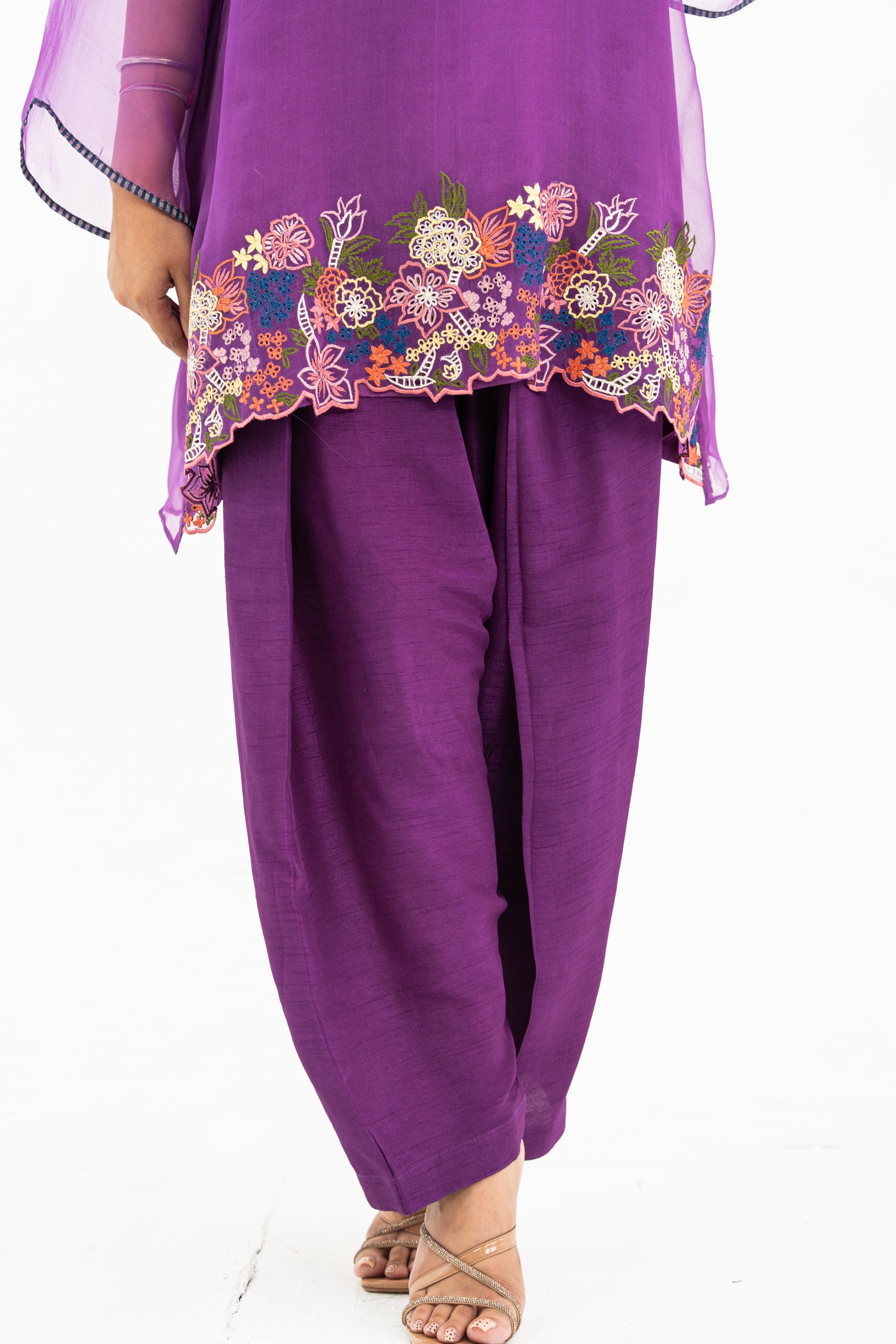 Violet Embroidered Organza Set