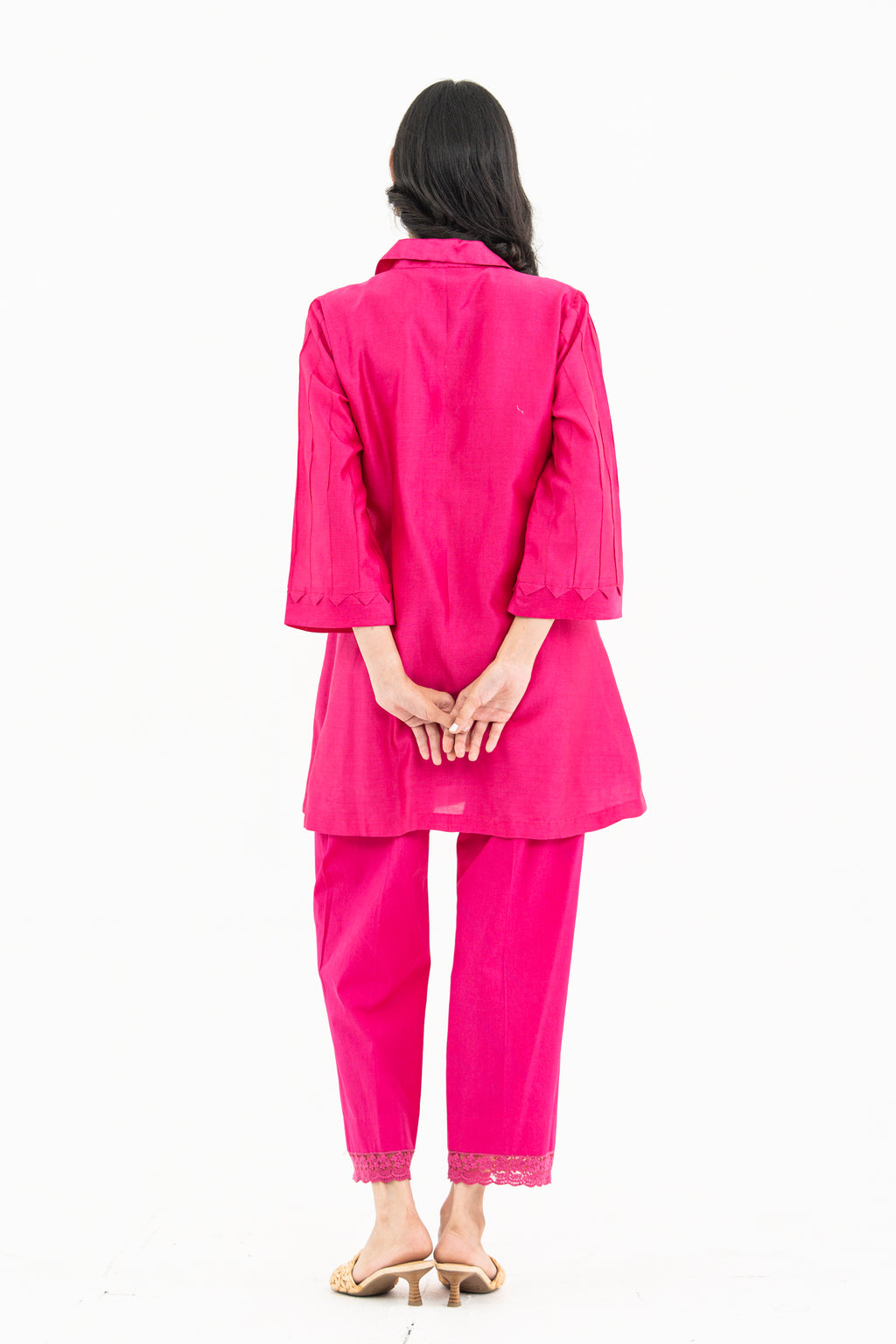 Indian Pink Embroidered Chanderi Set