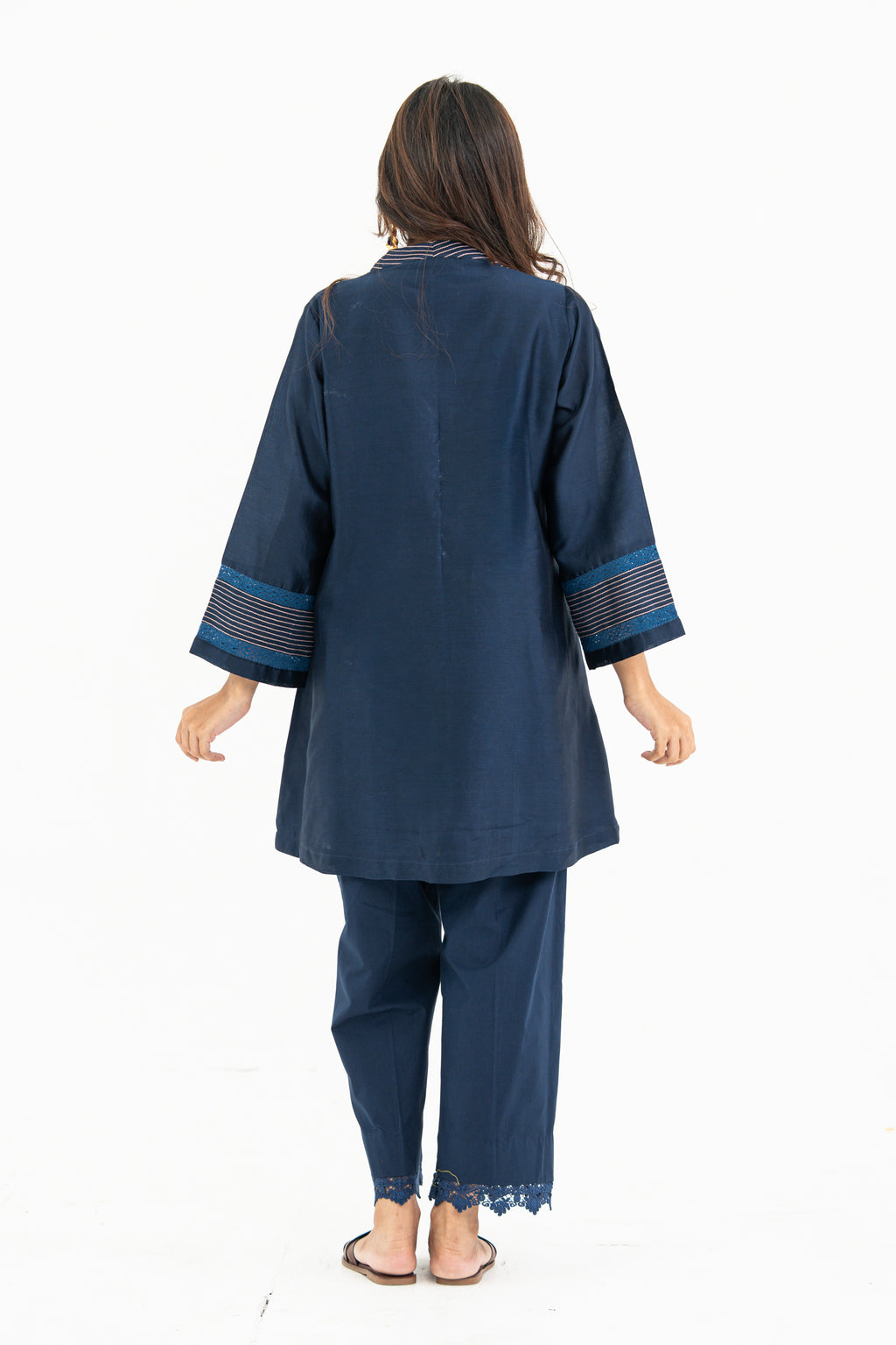 Midnight Blue All Over Chanderi Set