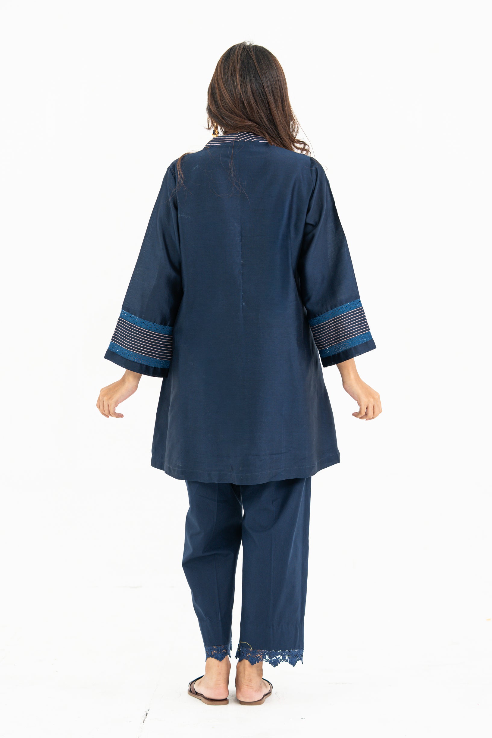 Midnight Blue All Over Chanderi Set
