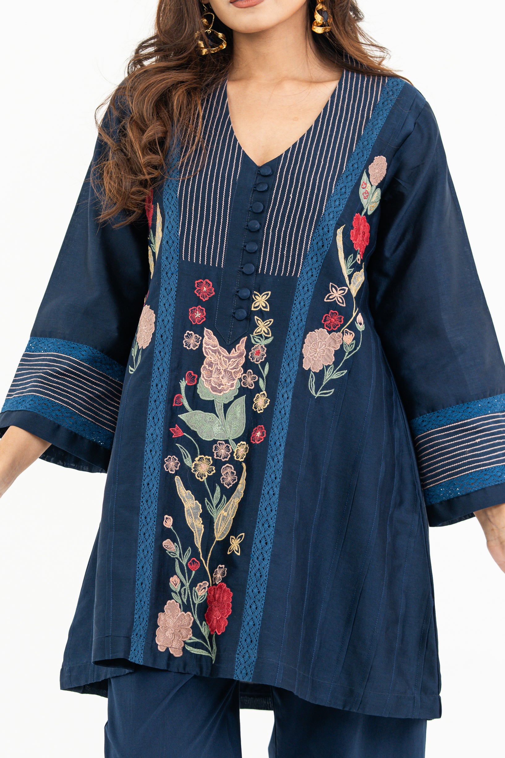 Midnight Blue All Over Chanderi Set