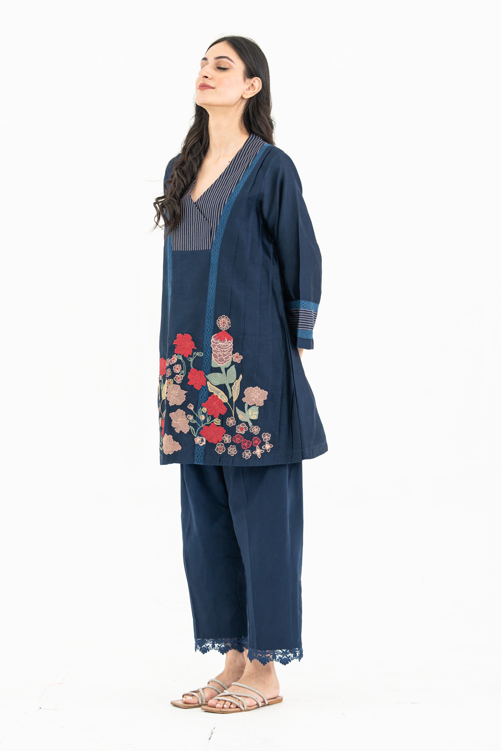 Midnight Blue Chanderi Set