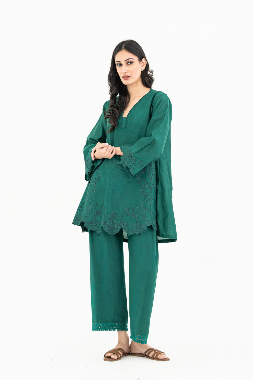Bottle Green Kalidaar Set