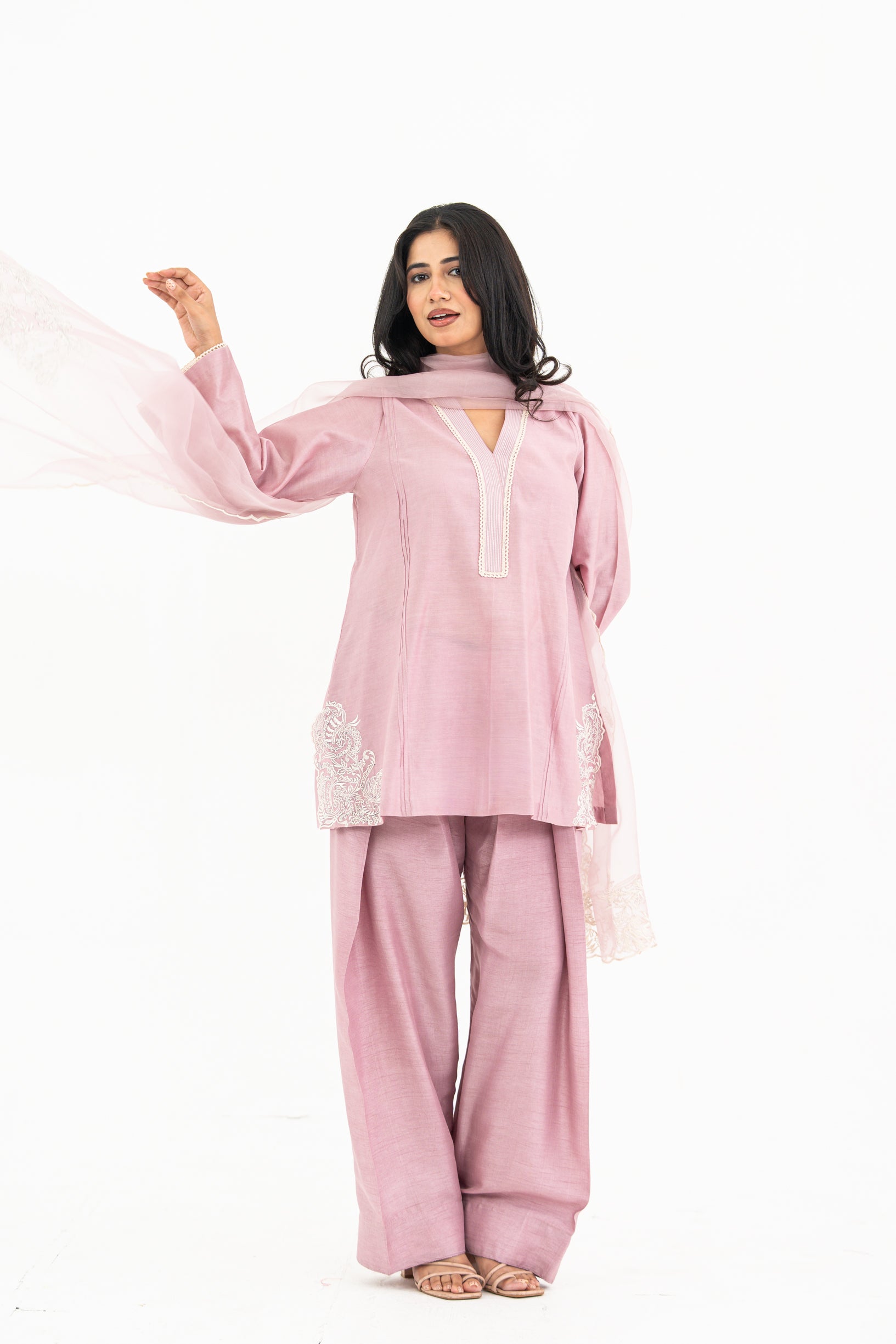 Lilac Dupatta Set with Farzi Salwar