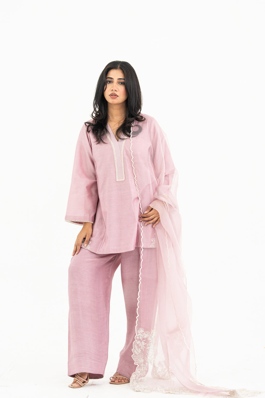 Lilac Dupatta Set with Farzi Salwar