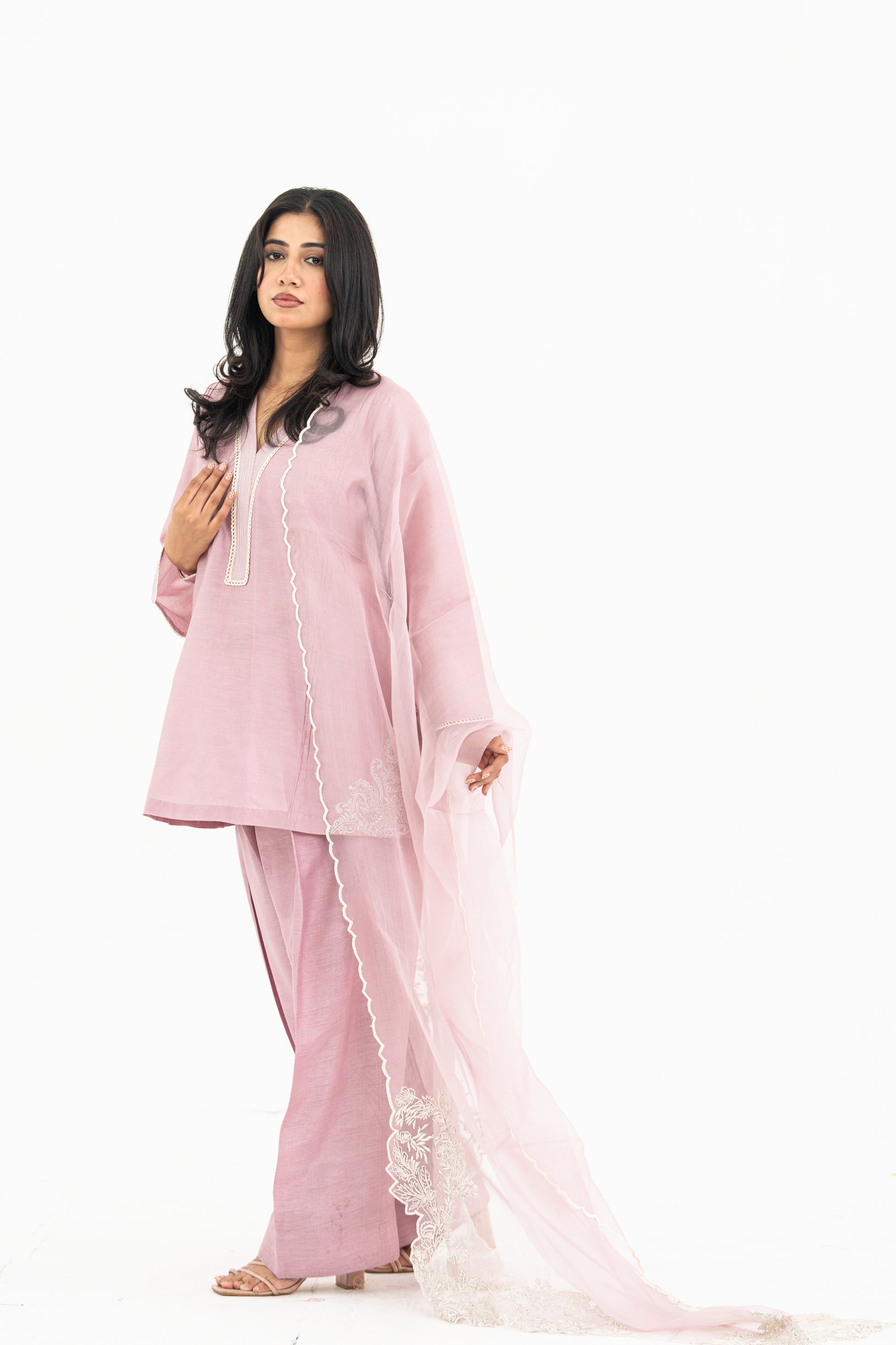 Lilac Dupatta Set with Farzi Salwar