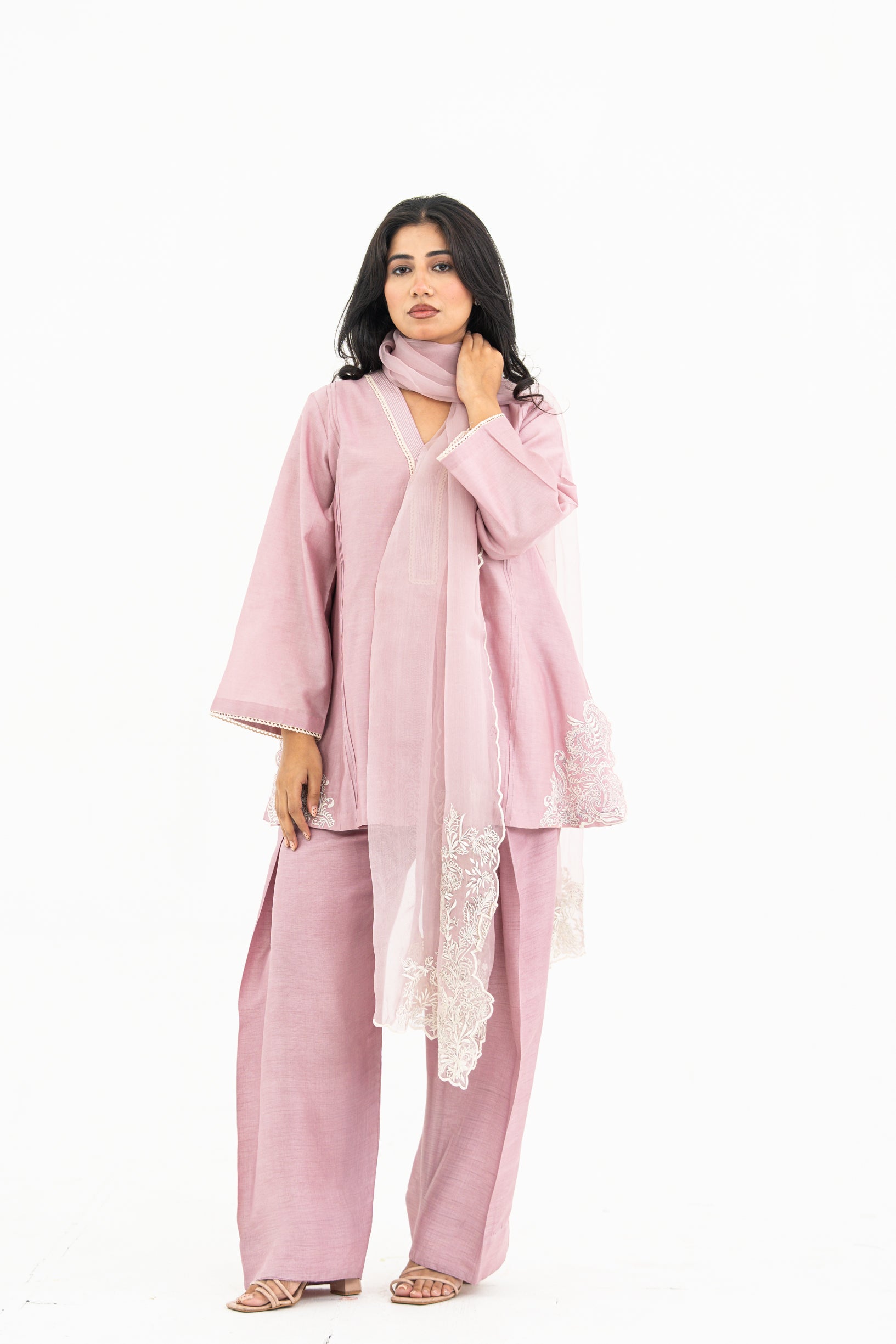 Lilac Dupatta Set with Farzi Salwar