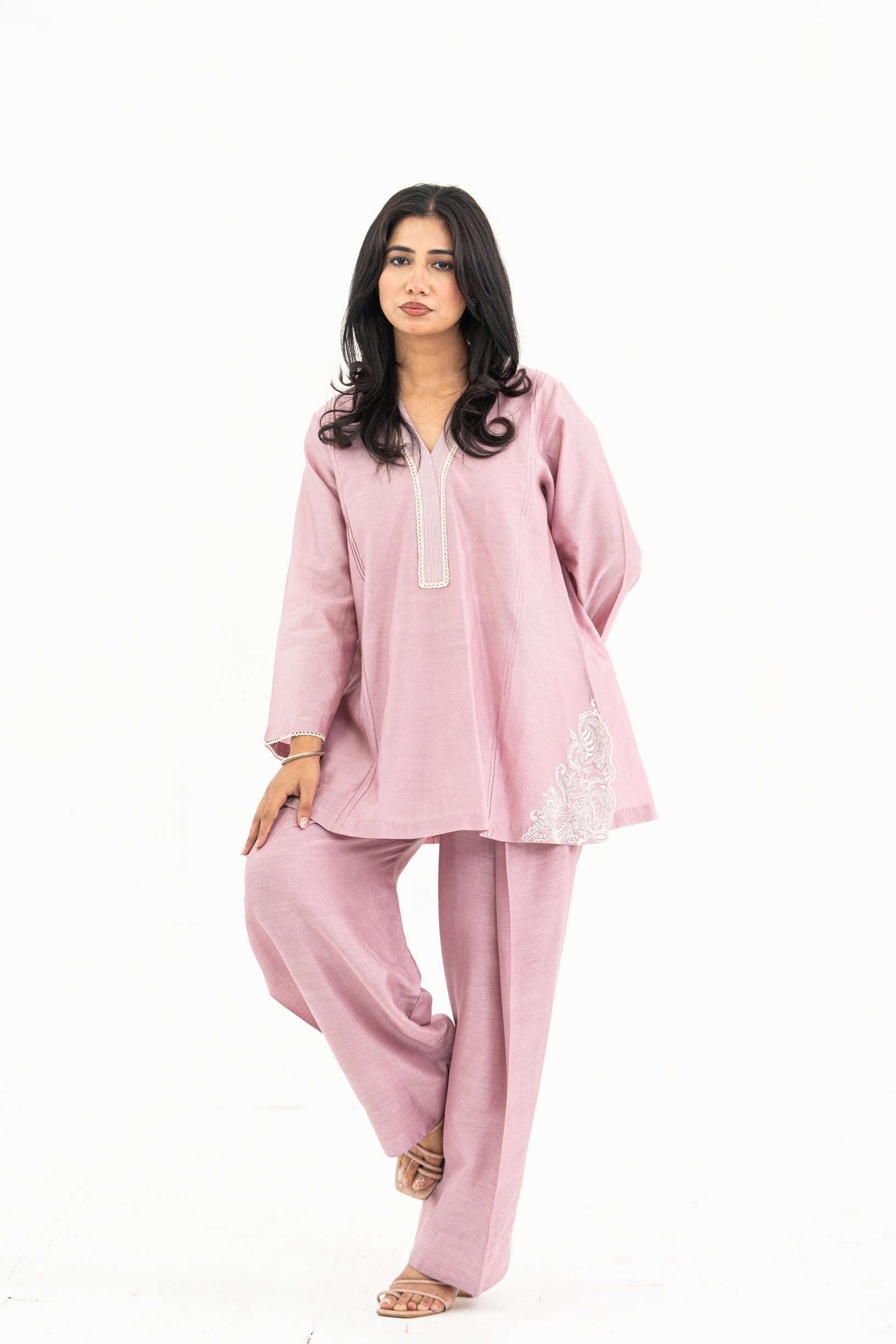 Lilac Dupatta Set with Farzi Salwar
