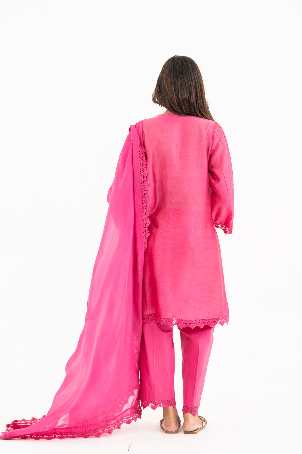 Indian Pink Lace Set with dupatta