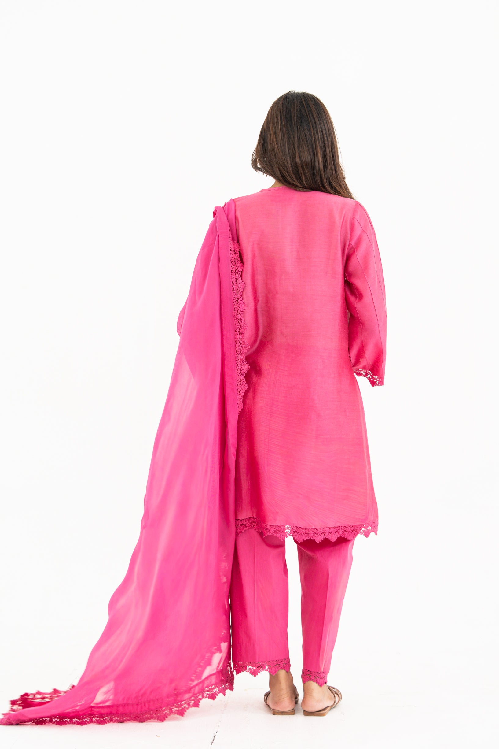 Indian Pink Lace Set with dupatta