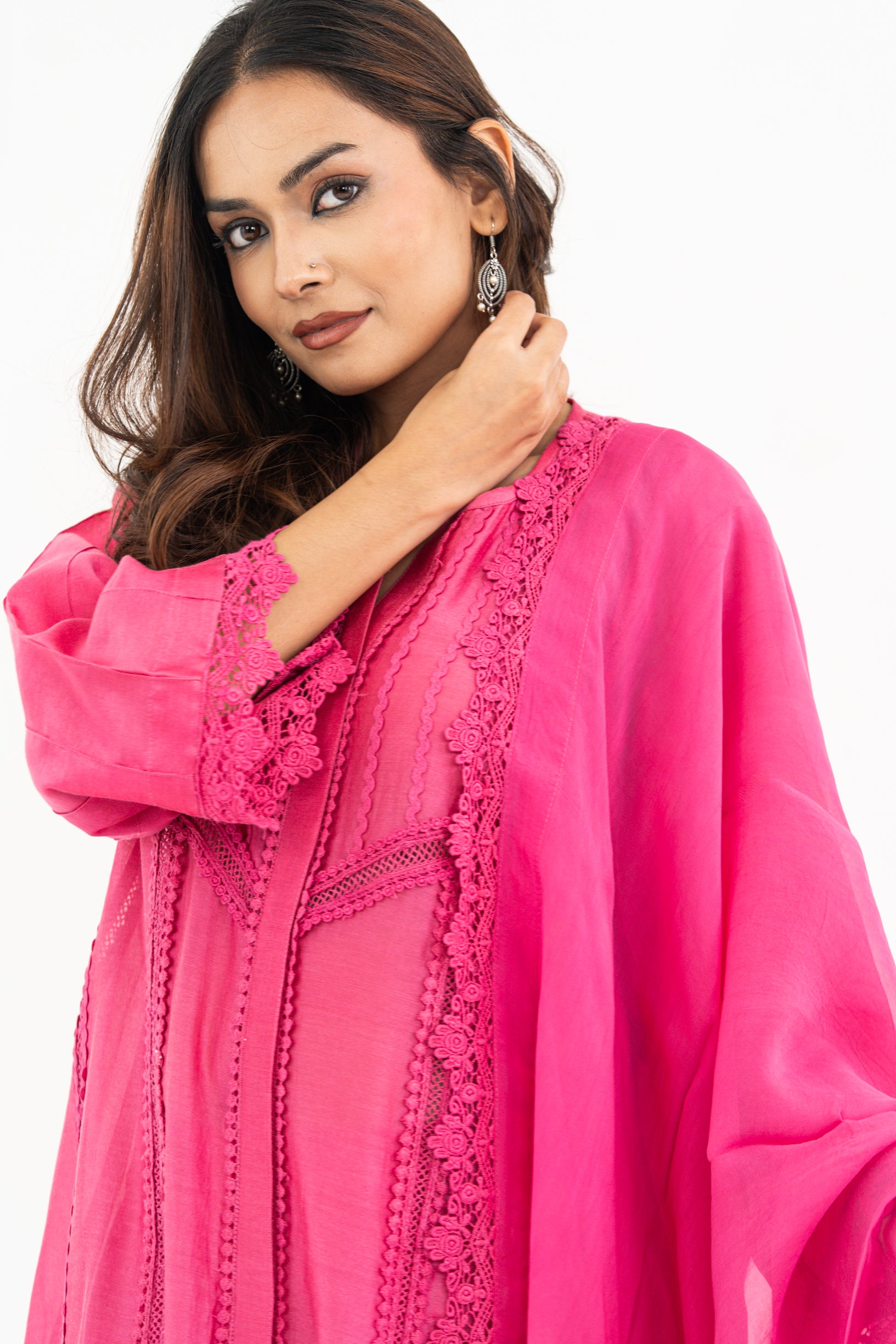 Indian Pink Lace Set with dupatta