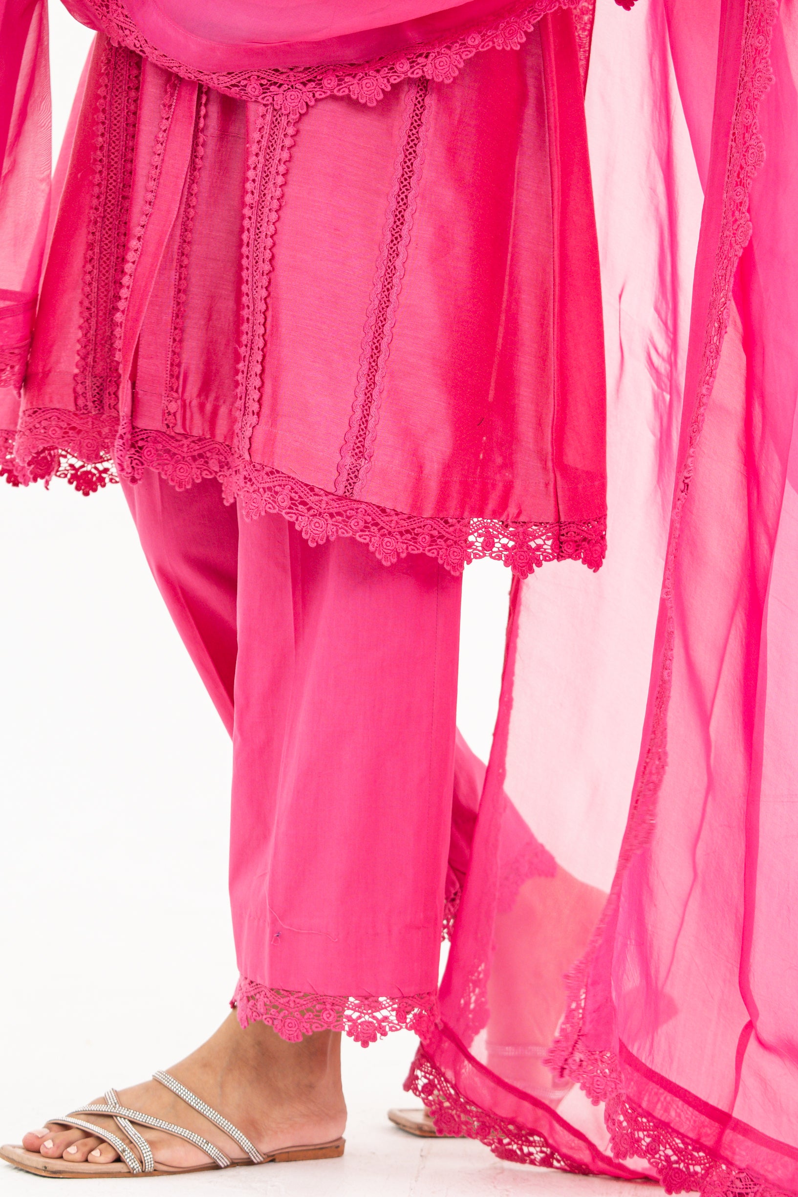 Indian Pink Lace Set with dupatta