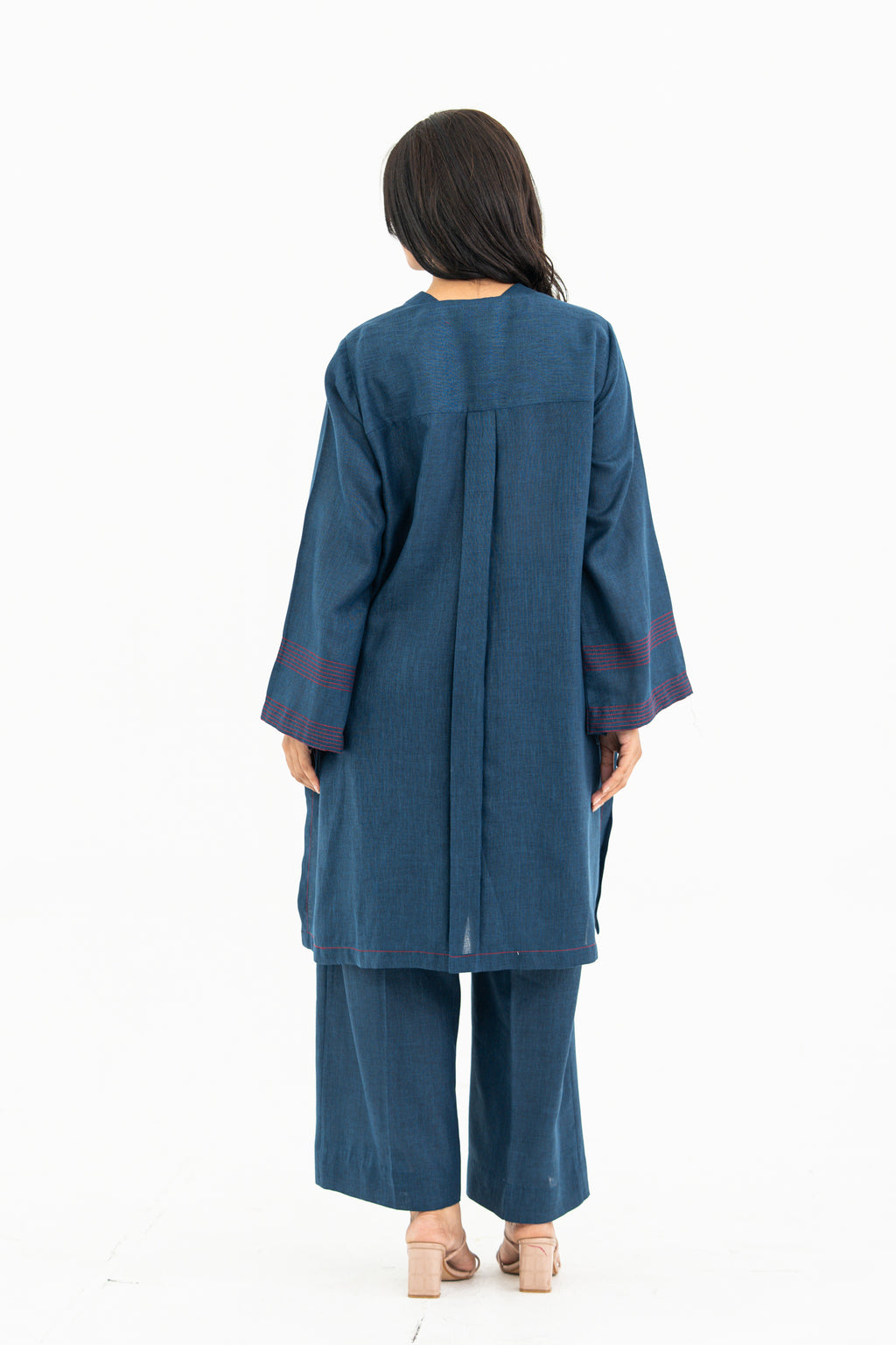 Dark Blue Front Open Linen Set