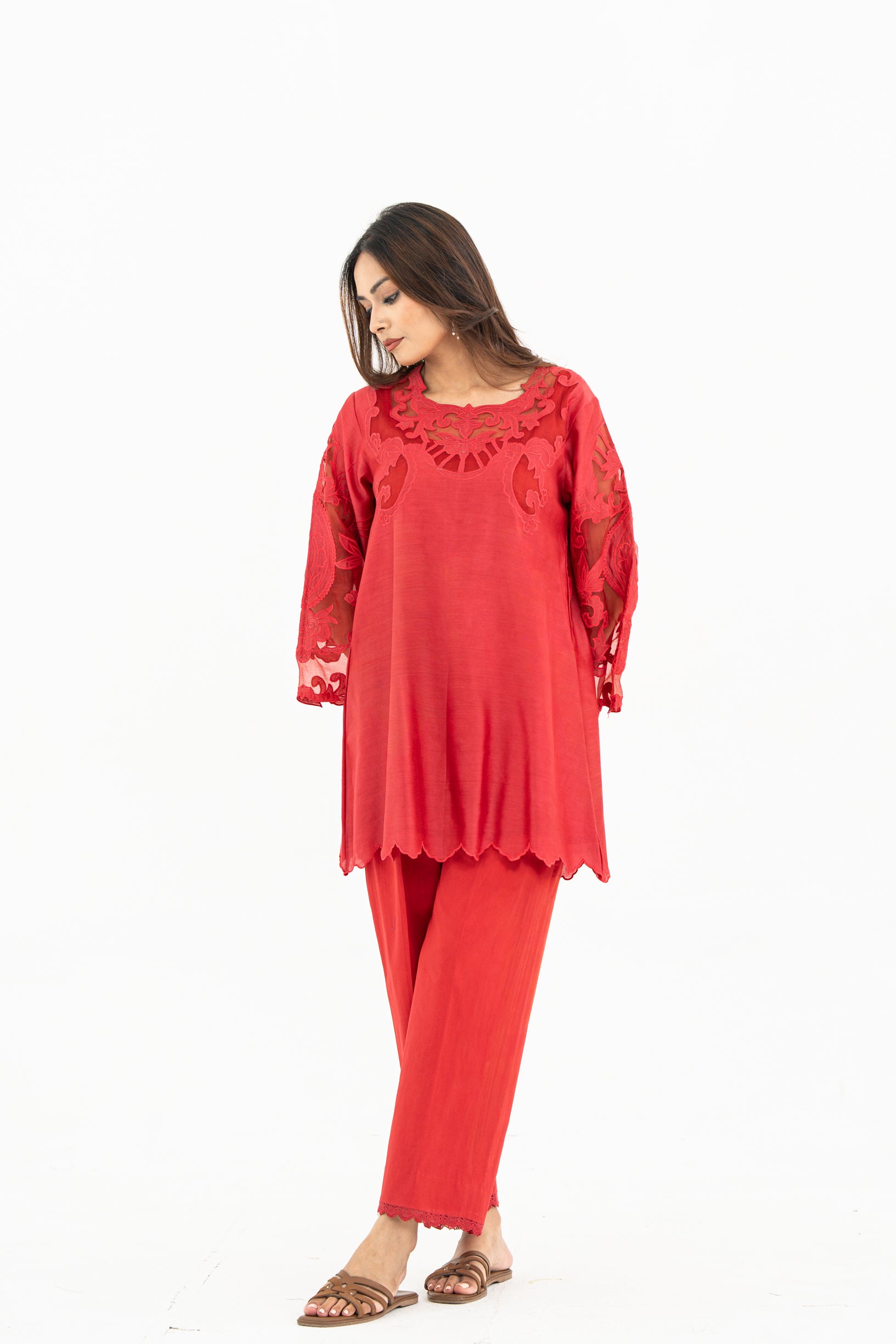 Red Organza Patchwork Set