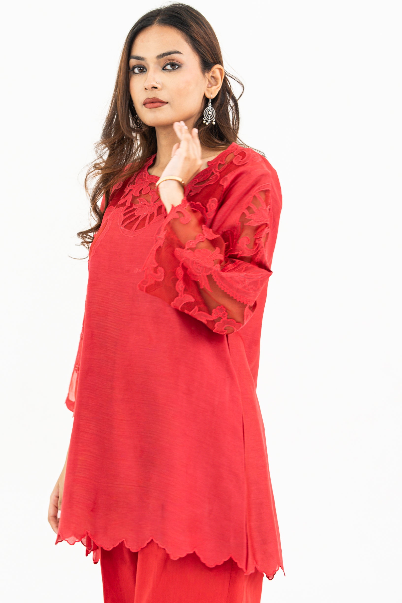 Red Organza Patchwork Set