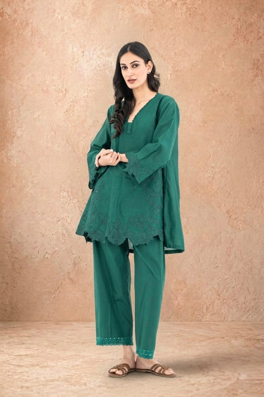 Bottle Green Kalidaar Set