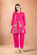 Indian Pink Embroidered Chanderi Set